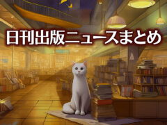 Text to Image by Adobe Firefly Image 2 Model（書店の床に座ってこちらを見ている太った白猫のカラーイラスト）