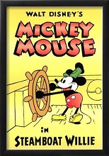 ミッキーマウスの「デビュー作」、映画『蒸気船ウィリー』（1928年）の50周年記念ポスター