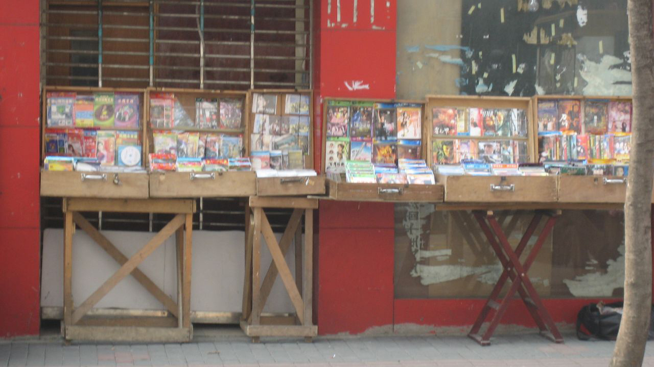 Pirated DVDs for sale in Shanghai