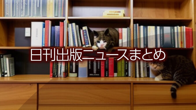 Text to Image by Canva（本の詰まった本棚の上で熟睡する猫たちの写真）