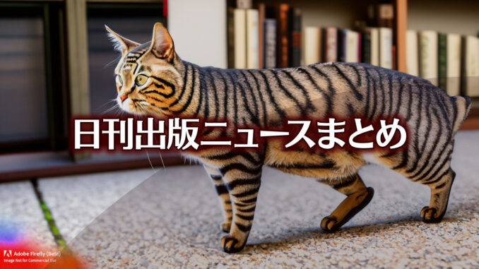 Text to Image by Adobe Firefly(beta) for non-commercial use（A short-tailed brown tabby cat is walking in front of a Japanese bookstore）