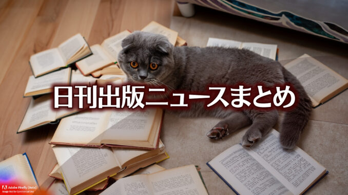Text to Image by Adobe Firefly(beta) for non-commercial use（A Scottish Fold lying on its stomach on top of books scattered all over the floor）