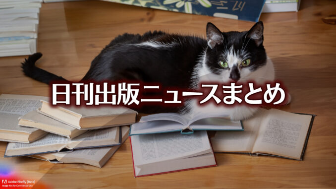Text to Image by Adobe Firefly(beta) for non-commercial use（A black and white cat lying on its stomach on top of books scattered all over the floor）