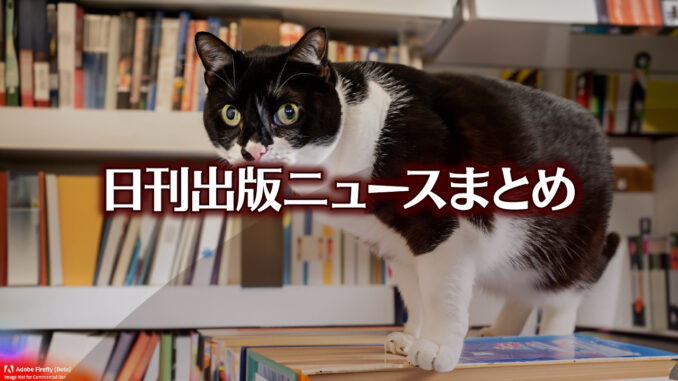 Text to Image by Adobe Firefly(beta) for non-commercial use（Side view of a black and white cat walking on books display stand in a bookstore with only its face facing the camera）