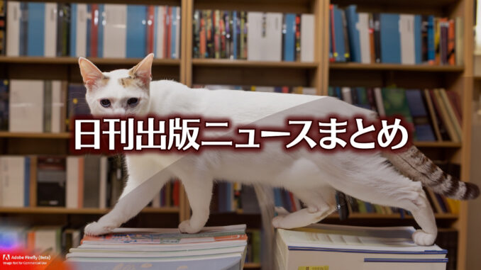 Text to Image by Adobe Firefly(beta) for non-commercial use（Side view of a solid white cat walking on books display stand in a bookstore with only its face facing the camera）