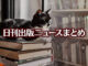 Text to Image by Adobe Firefly(beta) for non-commercial use（Black and white cat sitting on a pile of books on a bookstore flatbed and looking out the window）