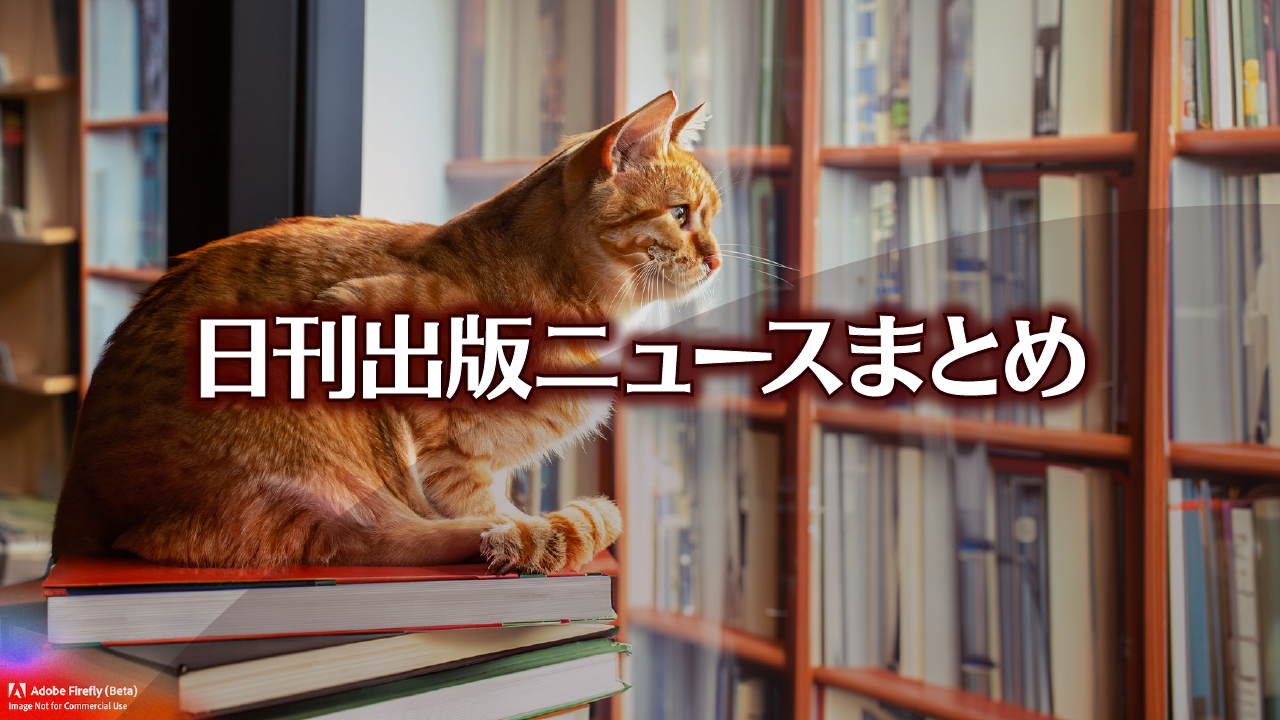 Text to Image by Adobe Firefly(beta) for non-commercial use（Red tabby sitting on a pile of books on a bookstore flatbed and looking out the window）