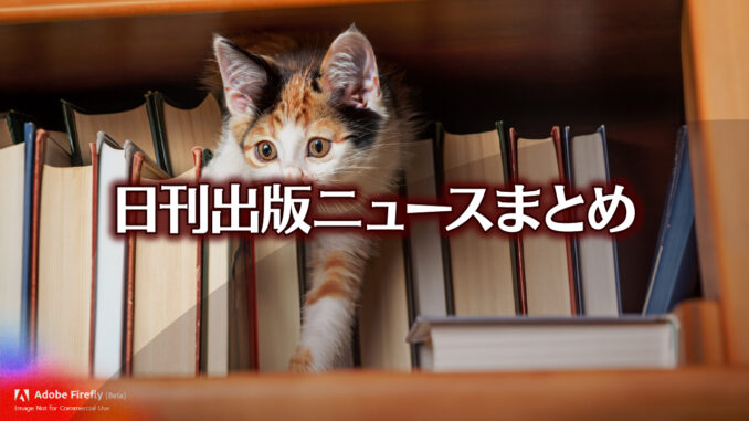 Text to Image by Adobe Firefly(beta) for non-commercial use（三毛の子猫が 本の詰まった棚の隙間から 下を覗いている様子を 見上げる構図）