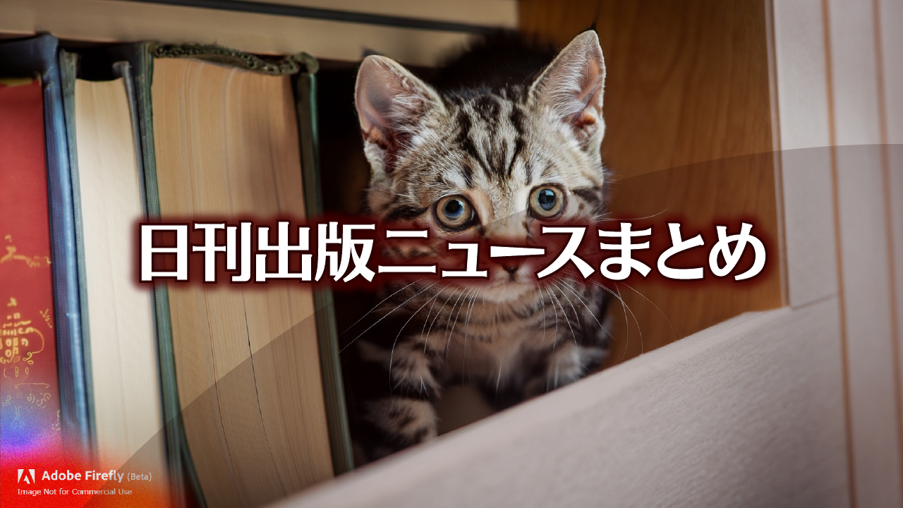 Text to Image by Adobe Firefly(beta) for non-commercial use（1匹の 銀の縞模様の子猫が 本の詰まった棚の隙間から 下を覗いている様子を 見上げる構図）