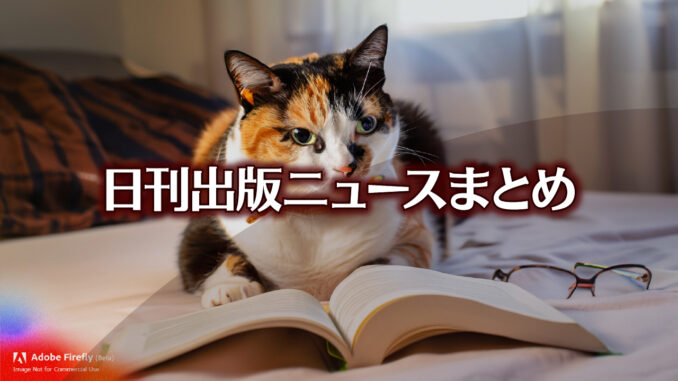 Text to Image by Adobe Firefly(beta) for non-commercial use（ベッドの上で 本を読んでいた 三毛猫が メガネを外して こっちを見ている）