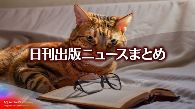 Text to Image by Adobe Firefly(beta) for non-commercial use（ベッドの上で 本を読んでいた 赤縞猫が メガネを外して こっちを見ている）