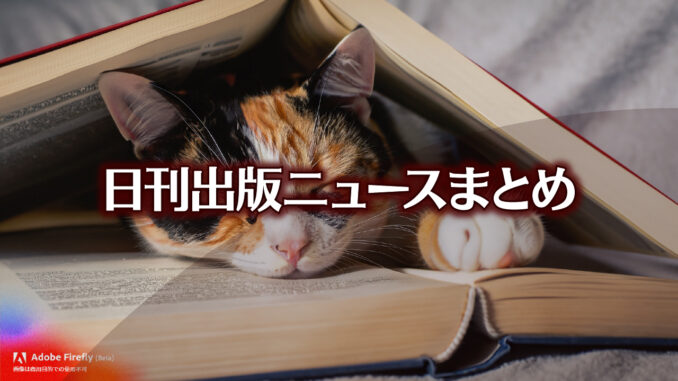 Text to Image by Adobe Firefly(beta) for non-commercial use（開いて伏せてある 本の下に 潜り込んで 寝ている 三毛猫）
