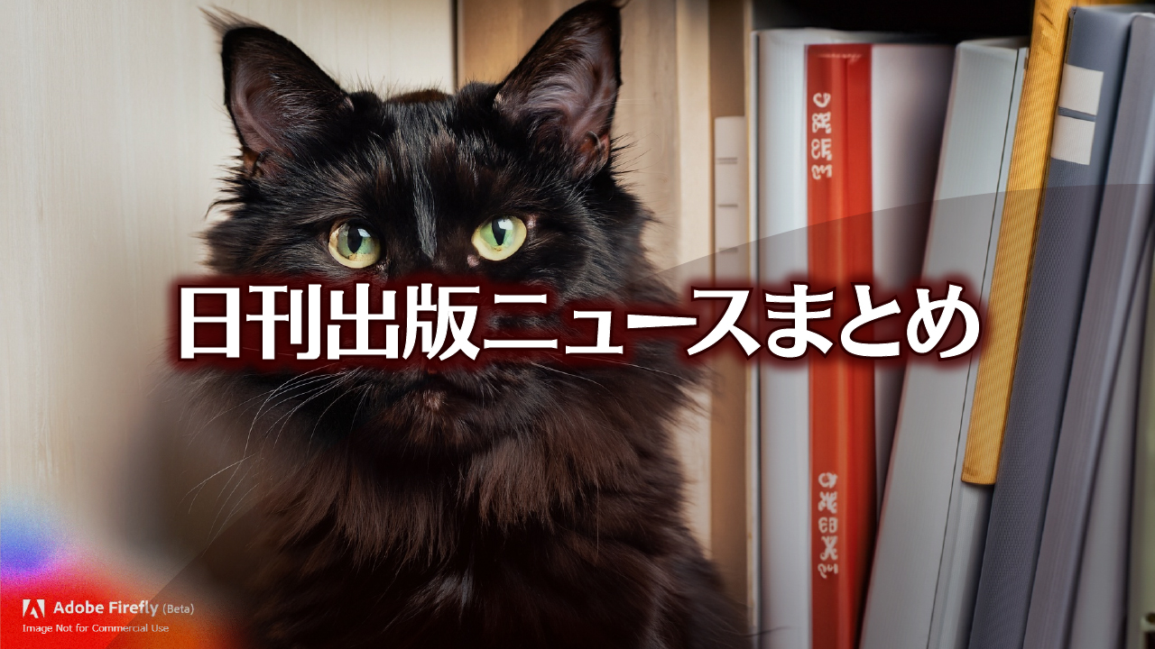 Text to Image by Adobe Firefly(beta) for non-commercial use（本棚の一角で 座って正面を見ている 長毛黒猫）