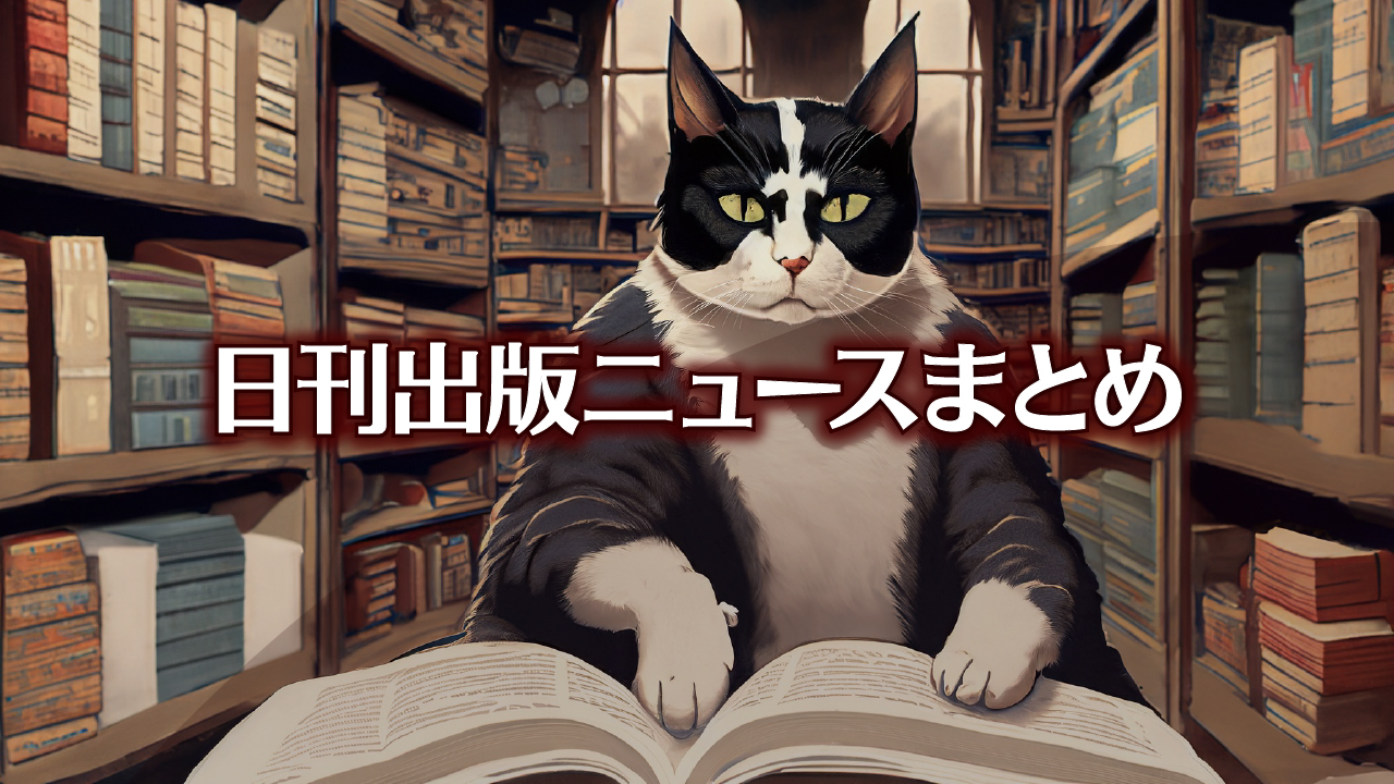 Text to Image by Adobe Firefly（書店で立ち読みする人っぽい白黒猫）