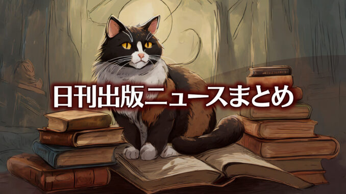 Text to Image by Adobe Firefly Image 2 Model（黒と茶と白の粗いまだら模様の猫が1匹、山のように積まれた本の上に座っている）