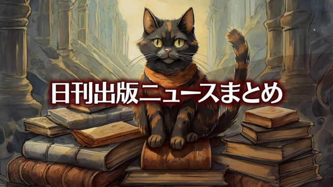 Text to Image by Adobe Firefly Image 2 Model（黒と茶の粗いまだら模様の猫が1匹、山のように積まれた本の上に座っている）