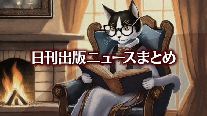 Text to Image by Adobe Firefly Image 2 Model（暖炉の前で安楽椅子に座って本を読んでいる黒縁眼鏡をかけてガウンを羽織った人型白黒猫のカラーイラスト）