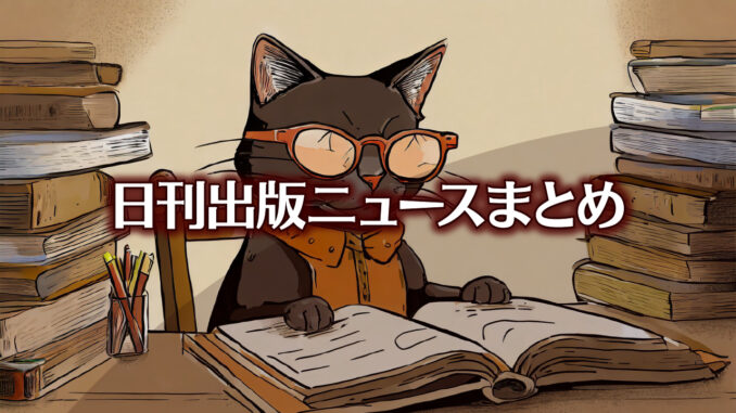 Text to Image by Adobe Firefly Image 2 Model（机に座って本を読んでいるメガネをかけた人間っぽい茶黒猫を横から見たイラスト）