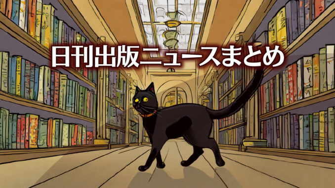 Text to Image by Adobe Firefly Image 2 Model（書店の中で散歩をしている黒猫を横から見たイラスト）