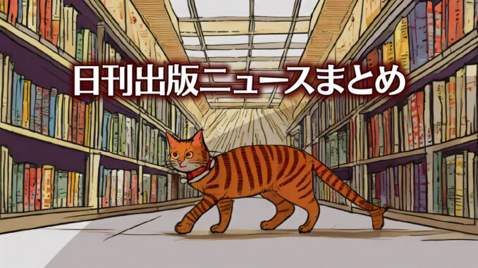 Text to Image by Adobe Firefly Image 2 Model（書店の中で散歩をしている赤縞猫を横から見たイラスト）