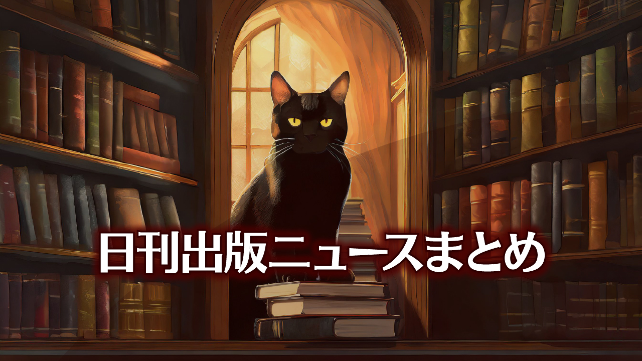 Text to Image by Adobe Firefly Image 2 Model（本がたくさん詰まった本棚の中に座っている黒猫のイラスト）