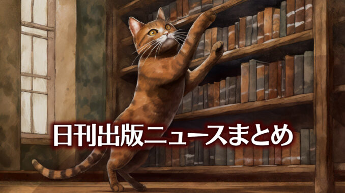 Text to Image by Adobe Firefly Image 2 Model（床から本棚の上のほうに手を伸ばしているサビ猫のイラスト）