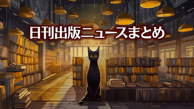 Text to Image by Adobe Firefly Image 2 Model（書店の床に座ってこちらを見ている太った黒猫のイラスト）