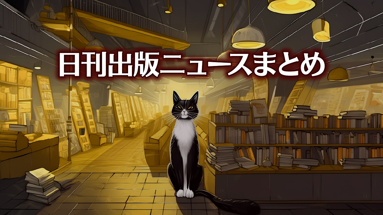 Text to Image by Adobe Firefly Image 2 Model（書店の床に座ってこちらを見ている太った白黒猫のカラーイラスト）