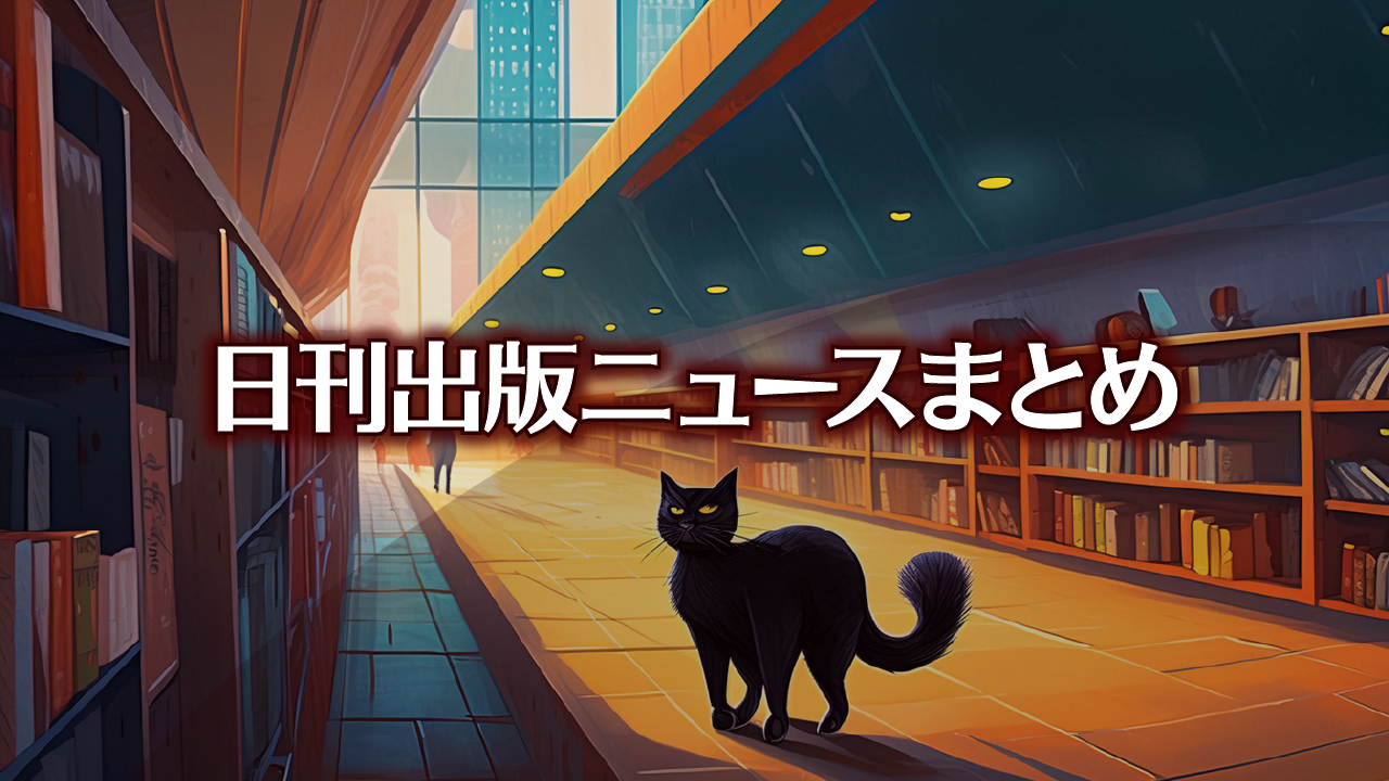 Text to Image by Adobe Firefly Image 2 Model（たくさんの本棚がある通路を歩く黒猫のイラスト）