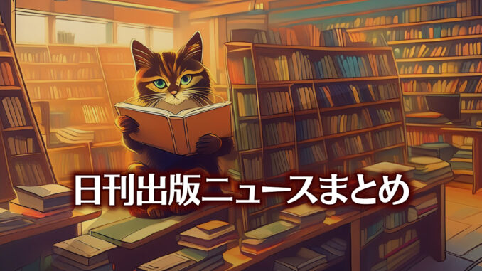 Text to Image by Adobe Firefly Image 3 Model（書店で本を手に持って読んでいる茶黒サビ猫のイラスト）