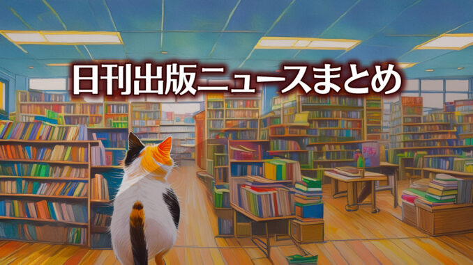 Text to Image by Adobe Firefly Image 3 Model（書店の通路を歩いている三毛猫の後ろ姿のイラスト）